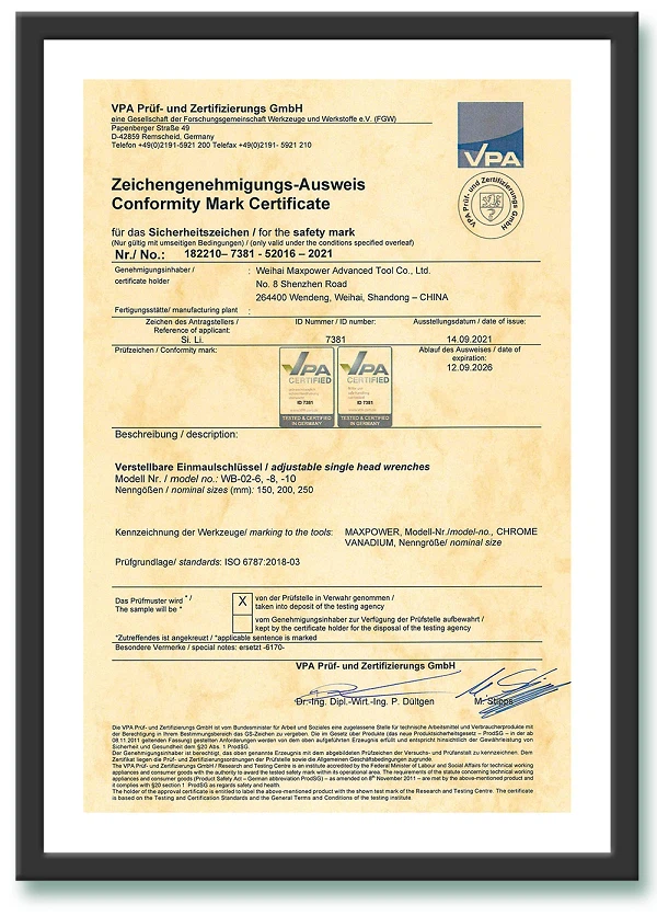 VPA GS Certificate